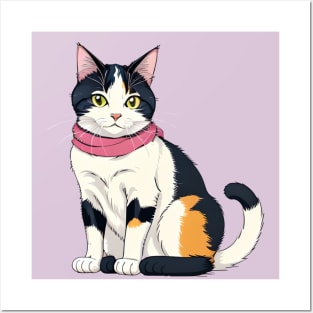 Funny cute kitty kitten fashion scarf hipster cat Posters and Art